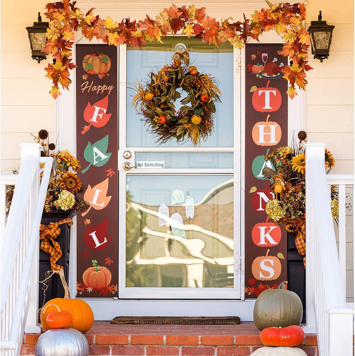 2 Pack Fall Maple Leaf Hanging Vine Garland Artificial Autumn Foliage Thanksgiving Decor for Home Wedding Fireplace Party Christmas (Light Yellow)
