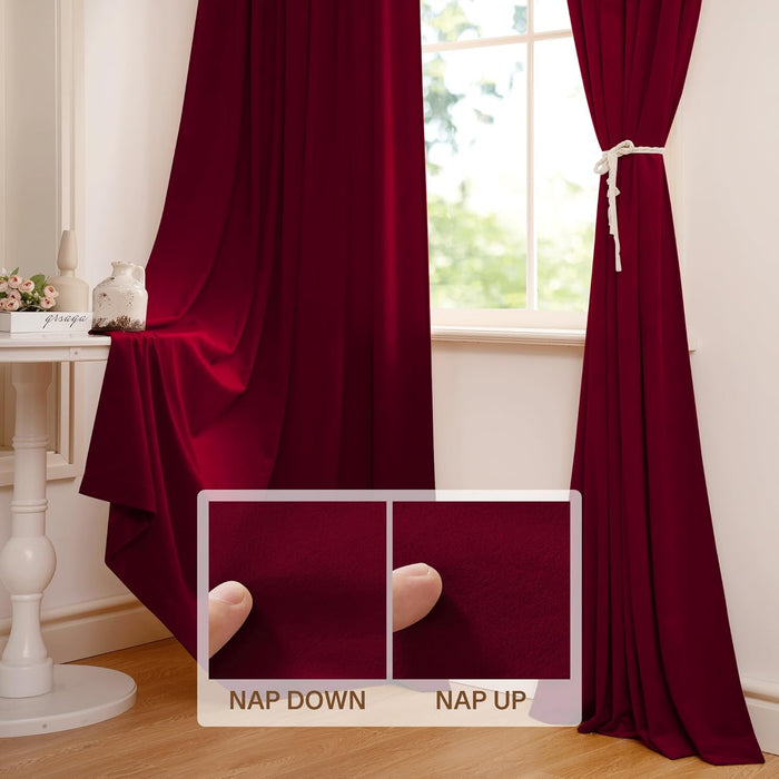 Theater Red Velvet Curtains Christmas Curtains Super Soft Thermal Insulated Window Drapes 84 Inches for Living Room Holiday Decorative for Master Bedroom, W52 X L84, 2 Panels