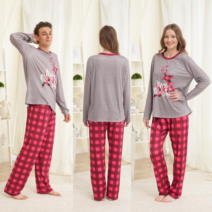Family Matching Christmas Pajamas Set, Cute Elk Sleepwear for Boys Girls Dad Mum