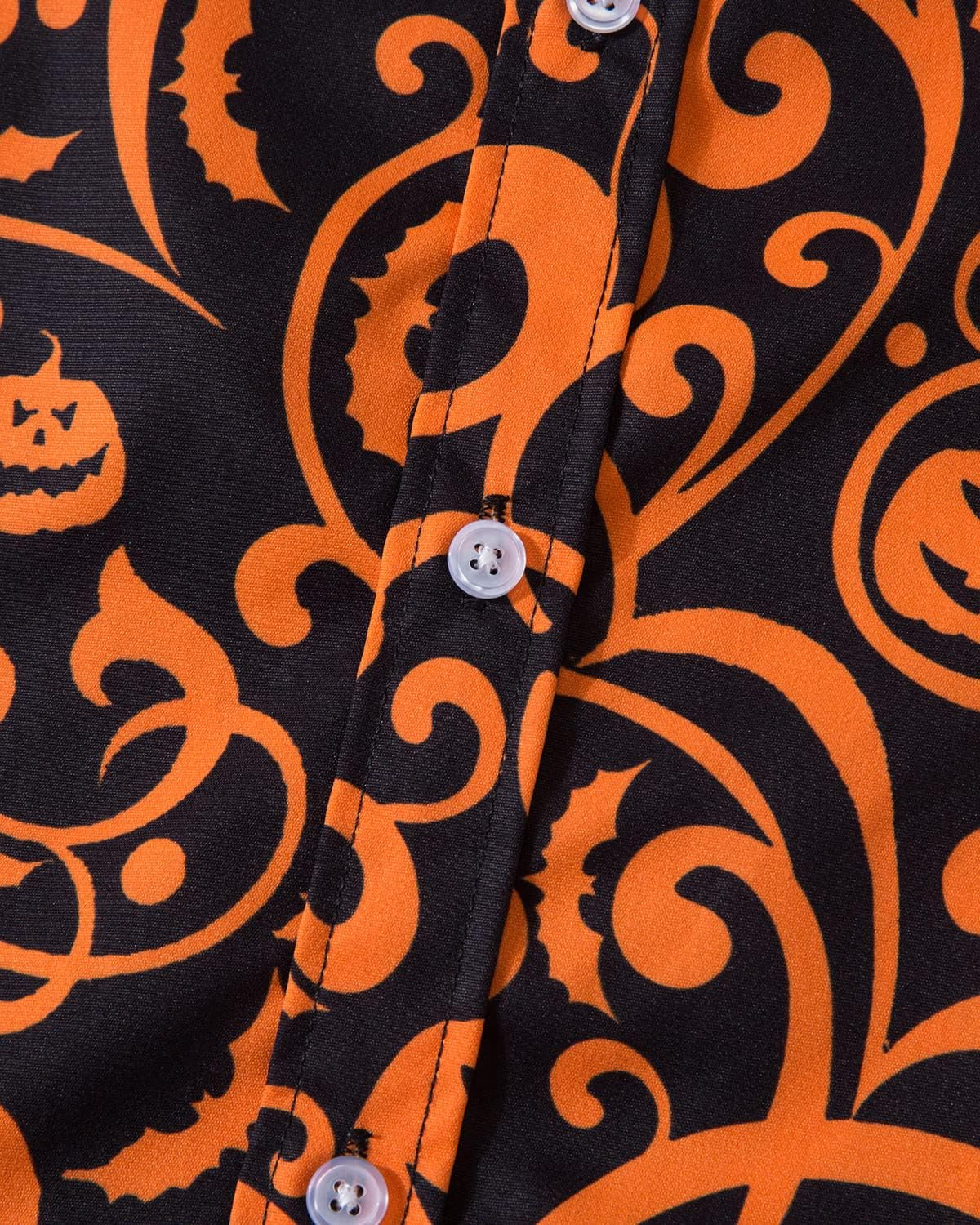 Mens Funny Halloween Shirt Ugly Pumpkin Long Sleeve Casual Button down Shirts Adult Costume for Party