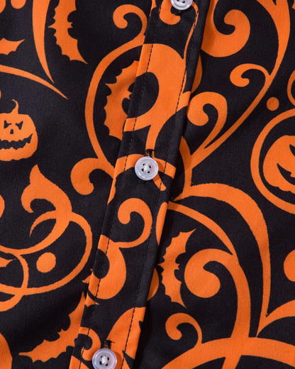 Mens Funny Halloween Shirt Ugly Pumpkin Long Sleeve Casual Button down Shirts Adult Costume for Party