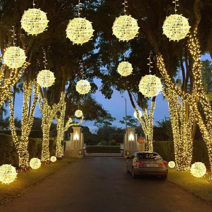 Christmas String Lights Outdoors,4 Pack 7.98" Sphere Ball Tree Garden Globe Lights for Home, Party, Christmas, Porch Patio,Wedding, Garden,Tree Decoration with Memory Function Plug