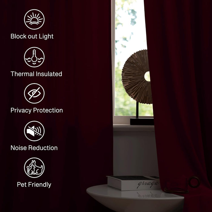 Theater Red Velvet Curtains Christmas Curtains Super Soft Thermal Insulated Window Drapes 84 Inches for Living Room Holiday Decorative for Master Bedroom, W52 X L84, 2 Panels