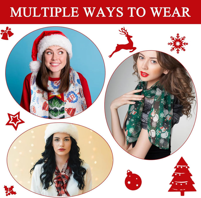 8 Pcs Christmas Scarf for Women Soft Lightweight Scarf Winter Holiday Scarves for Xmas Decoration Present