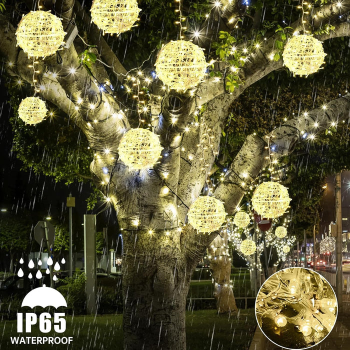Christmas String Lights Outdoors,4 Pack 7.98" Sphere Ball Tree Garden Globe Lights for Home, Party, Christmas, Porch Patio,Wedding, Garden,Tree Decoration with Memory Function Plug