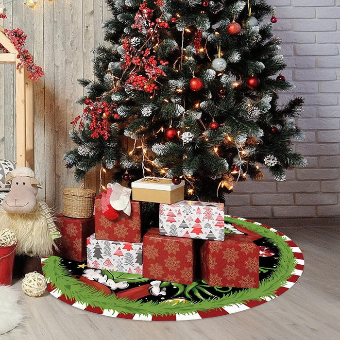 Christmas Tree Skirt 36 Inch Green Funny Trimmed Tree Skirt Christmas Decorations Tree Mat Merry Christmas Party Home Decor