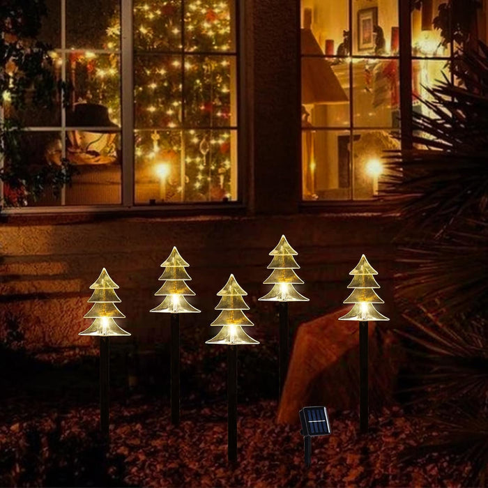 Outdoor Christmas Decorations, Solar Christmas Pathway Lights, Set of 5 Waterproof Landscape Christmas Lights, LED Lights for Yard Lawn Patio Walkway Decor