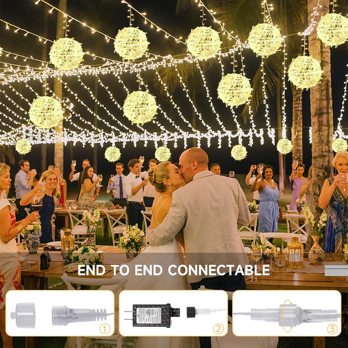 Christmas String Lights Outdoors,4 Pack 7.98" Sphere Ball Tree Garden Globe Lights for Home, Party, Christmas, Porch Patio,Wedding, Garden,Tree Decoration with Memory Function Plug
