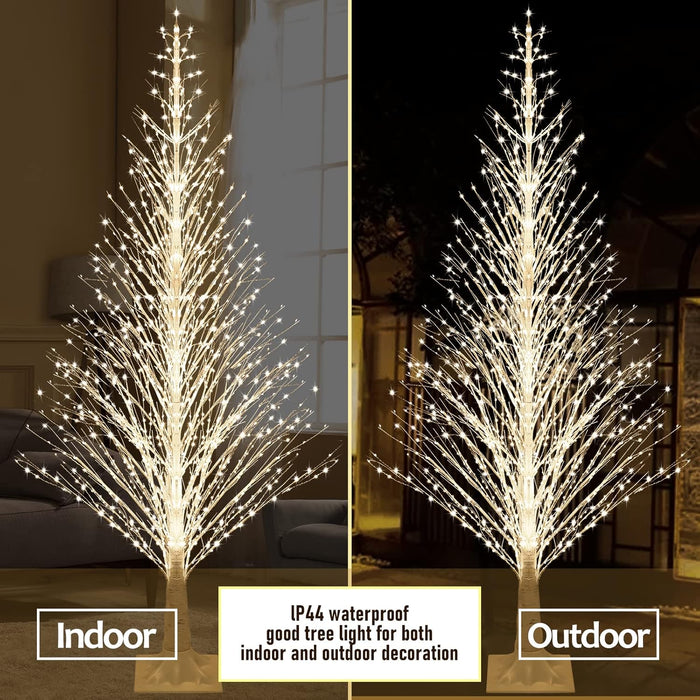 7FT Lighted Birch Tree 1000 LED Warm White Lights with Twinkle Lights，Twinkling or Steady Function for Selected, LED Artificial Tree Light for Indoor Outdoor Christmas Decorations