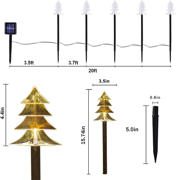Outdoor Christmas Decorations, Solar Christmas Pathway Lights, Set of 5 Waterproof Landscape Christmas Lights, LED Lights for Yard Lawn Patio Walkway Decor