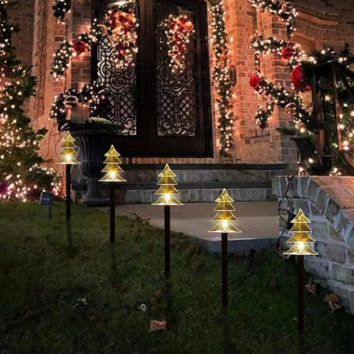 Outdoor Christmas Decorations, Solar Christmas Pathway Lights, Set of 5 Waterproof Landscape Christmas Lights, LED Lights for Yard Lawn Patio Walkway Decor