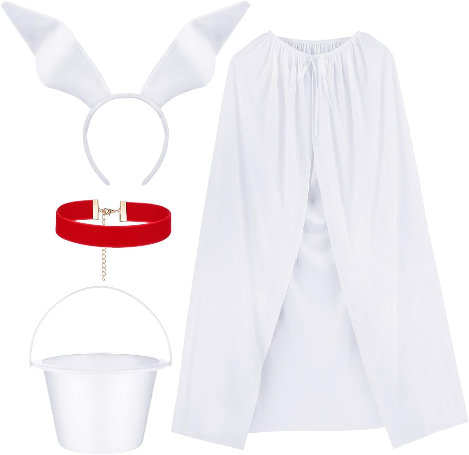 Halloween Adult Costume for Women 2024 with Headband Collar White Cloak and Bucket Halloween Cosplay Costumes Suit for Women Men Teenager Cosplay Party