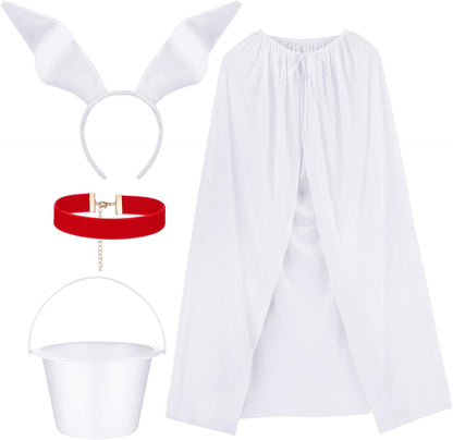 Halloween Adult Costume for Women 2024 with Headband Collar White Cloak and Bucket Halloween Cosplay Costumes Suit for Women Men Teenager Cosplay Party
