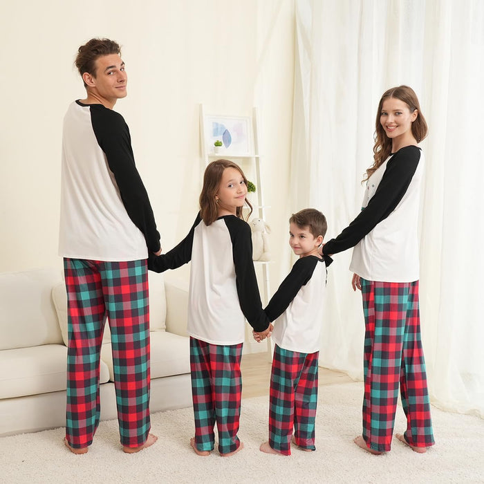 Family Matching Christmas Pajamas Set, Cute Elk Sleepwear for Boys Girls Dad Mum