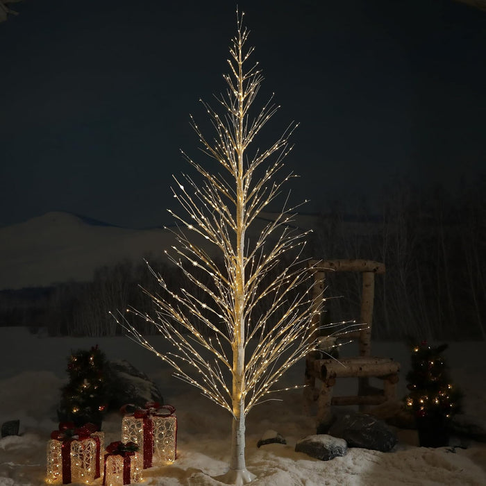 7FT Lighted Birch Tree 1000 LED Warm White Lights with Twinkle Lights，Twinkling or Steady Function for Selected, LED Artificial Tree Light for Indoor Outdoor Christmas Decorations