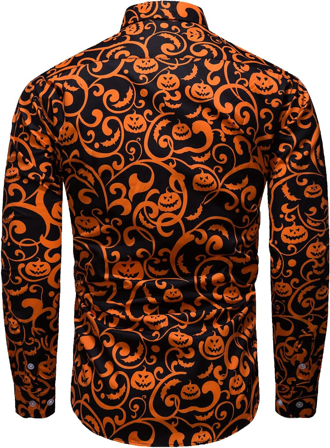 Mens Funny Halloween Shirt Ugly Pumpkin Long Sleeve Casual Button down Shirts Adult Costume for Party