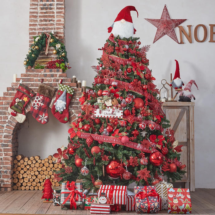 24Ct Christmas Ball Ornaments Shatterproof Christmas Ornaments Set Decorations for Xmas Tree Balls 40Mm/1.57" (1.57'', Red)