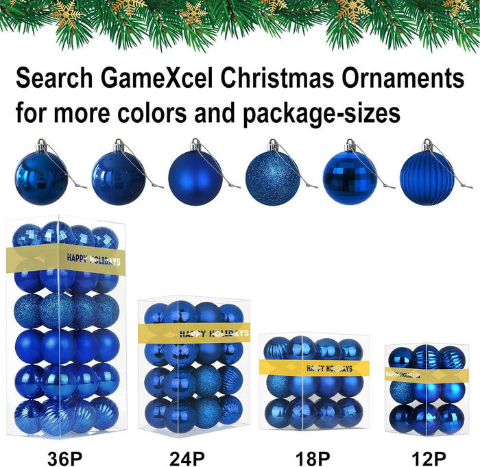24Pcs Christmas Balls Ornaments for Xmas Tree - Shatterproof Christmas Tree Decorations Medium Hanging Ball Blue 2.5In X 24 Pack