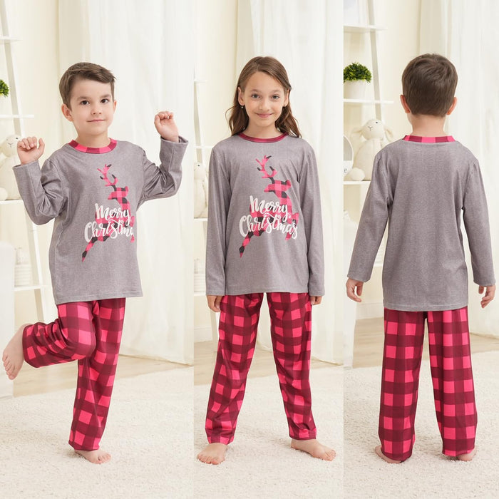 Family Matching Christmas Pajamas Set, Cute Elk Sleepwear for Boys Girls Dad Mum