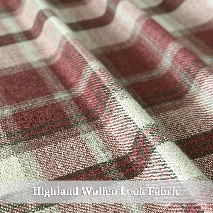 Classic Red Plaid Curtains Highland Woolen Look Tartan Farmhouse Window Treatment Grommet Checked Curtains for Living Room Bedroom 2 Panels 45 * 84 Inches