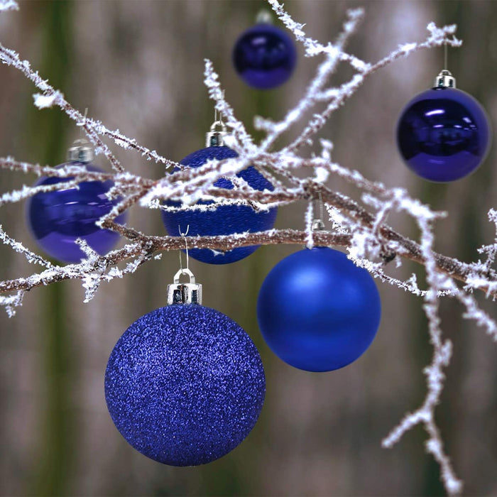 24Pcs Christmas Balls Ornaments for Xmas Tree - Shatterproof Christmas Tree Decorations Medium Hanging Ball Blue 2.5In X 24 Pack