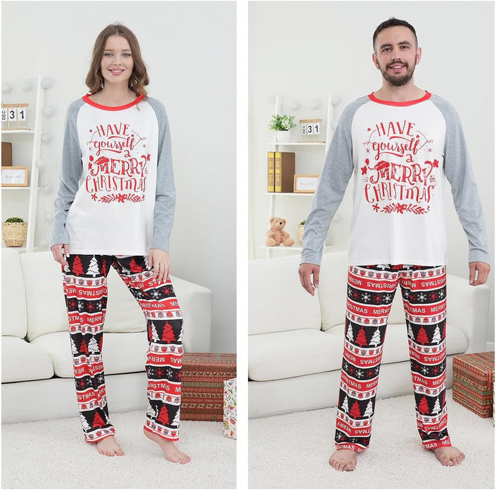 Family Matching Christmas Pajamas Set, Cute Elk Sleepwear for Boys Girls Dad Mum