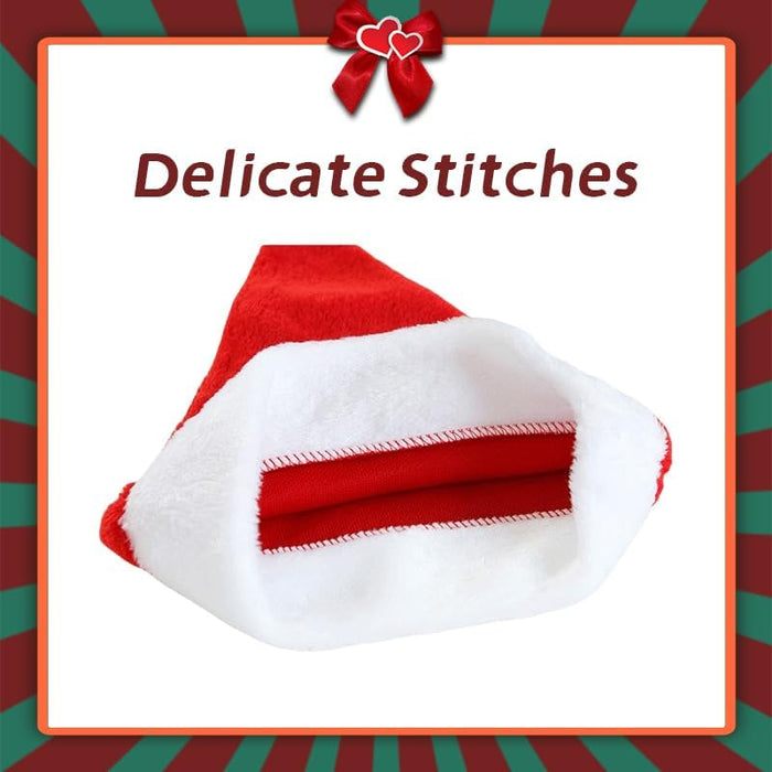 12 Pack Plush Santa Christmas Hats for Kids Children Teenagers & Adults Small Head, Red Plush Xmas Hats with White Cuffs for Christmas Holiday