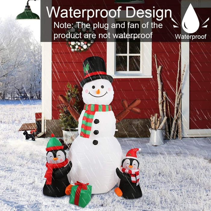 6Ft Christmas Inflatables Outdoor Decorations, Blow up Snowman Penguins Inflatable with Rotating LED Lights for Christmas Indoor Outdoor Yard Garden Decorations